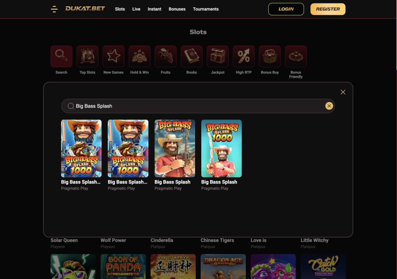 Big Bass Splash · Dukat.bet English search